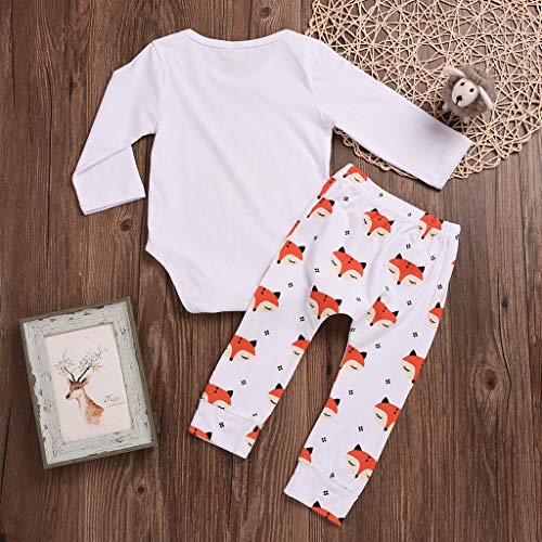 Little Story 6M-4Y Middle and Small Children's Girls Alphabet Long Sleeve Fox Print Hakama + Trousers Sisters Toddler Infant White