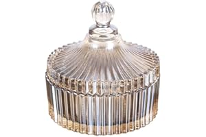 300ml/10oz Glass Candy Dish With Lid - Decorative Crystal Covered Bowl - Apothecary Jar for Wedding Buffet - Tent Shaped Food