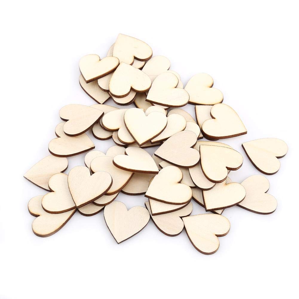Akozon Wooden Hearts, 1 Pack 10 mm/20 mm/30 mm/40 mm/50 mm/80 mm Wooden Heart Slices for Crafts Decoration DIY (30 mm-50 pcs)