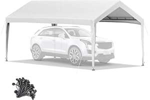 RoamRider 10'x20' Carport Replacement Canopy Cover, Carport Cover, UV Resistant Waterproof Carport Canopy w/Ball Bungees for Party, Garden, Boat, Frame is not Included, White