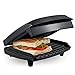 Panini Press Aicok Plate Grill with Fast Cooking Non-Stick Sandwich Maker, 2-Serving Compact Indoor Grill with Drip Tray, Black