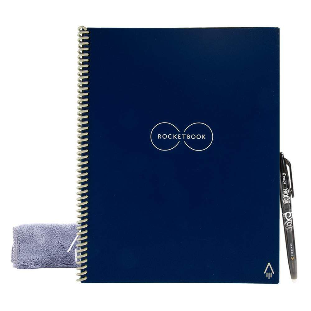 Rocketbook Reusable Digital Notebook - Smart Notepad A4 Blue - Wirebound Note Book To Do List Pad, Dotted Paper with Frixion Erasable Pen and Wipe, Office Gadget App Reduce Paper Waste