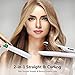 Flat Iron for Hair, HOCOSY Hair Straightener and Curler 2 in 1 with Digital LCD Display, Adjustable Temperature & Rapid Heating, Dual Voltage, Auto Shut Down, 1 Inch, White
