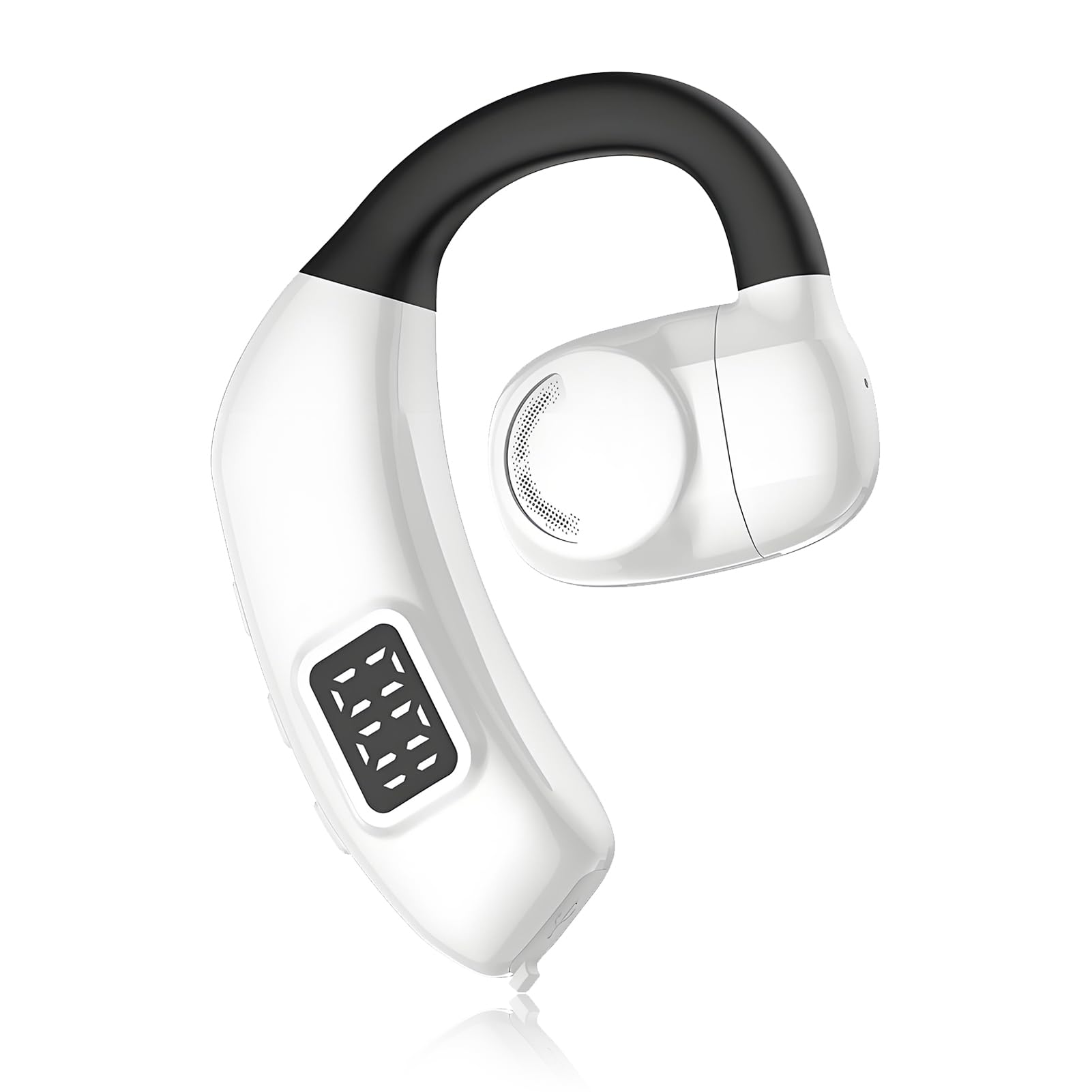 Open Ear Headphones,Air Conduction Headphones Bluetooth 5.4 Earbuds,30 Hours Playtime,Noise Reduction Wireless Sport Single Ear Earphone for Android Laptop Truck Driver (White)
