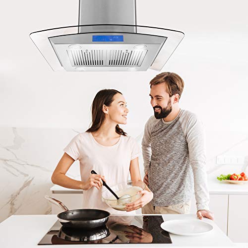 Cosmo 30" Island Range Hood, 900-CFM Stainless Steel - Image 2