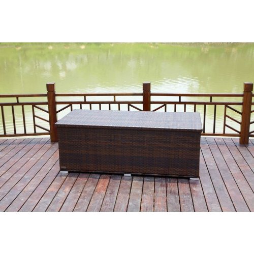 OUTFLEXX Kissenbox aus Polyrattan 204x94x75cm in braun marmoriert – Bild 4