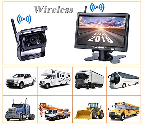 Honboom Built-in Wireless Vehicle Parking System - 7 inches HD LCD TFT Monitor & Backup Camera IR Night Vision Surveillance Parking Kit for Heavy Duty Vehicle, Truck, Bus, Van, Car, etc. - Thumbnail 3