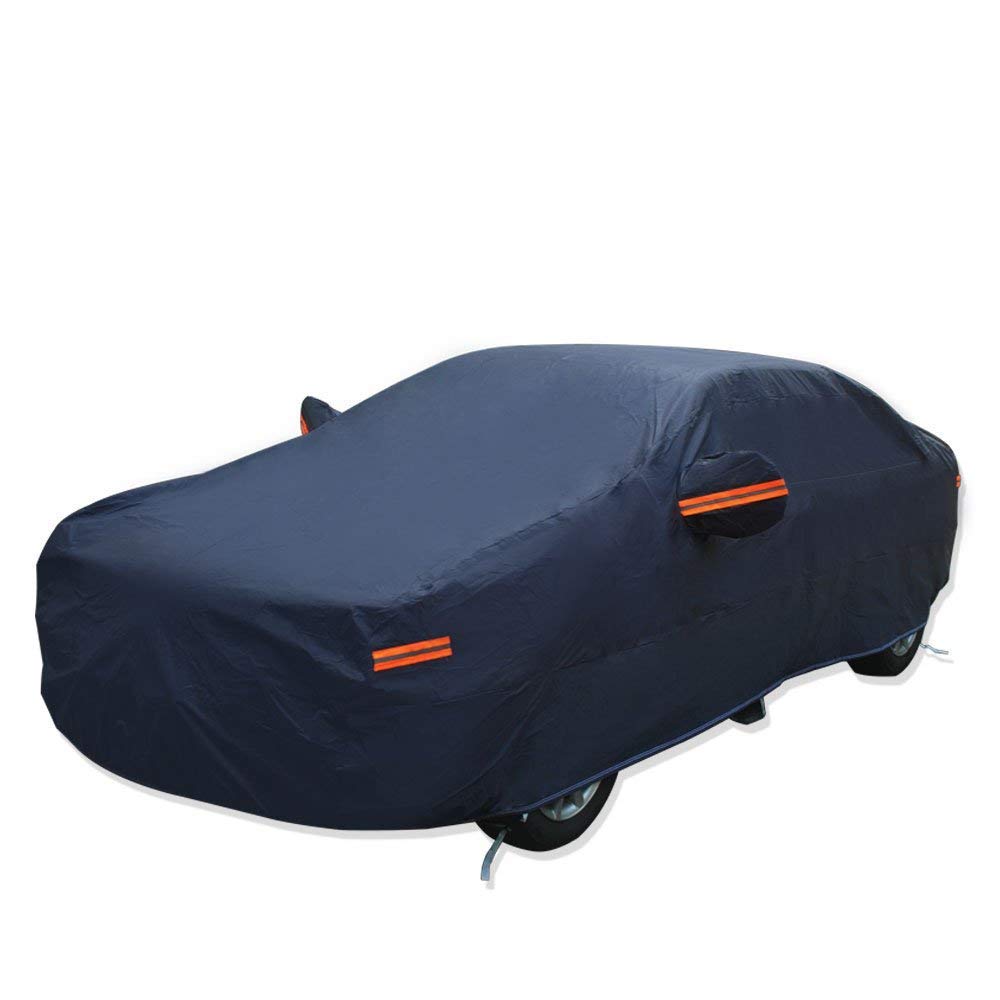 YITAMOTOR Waterproof Car Cover Breathable Full Sun UV Snow Rain Protection for Indoor Outdoor Use Auto Protector Fits up to 208'' (Dark Blue)