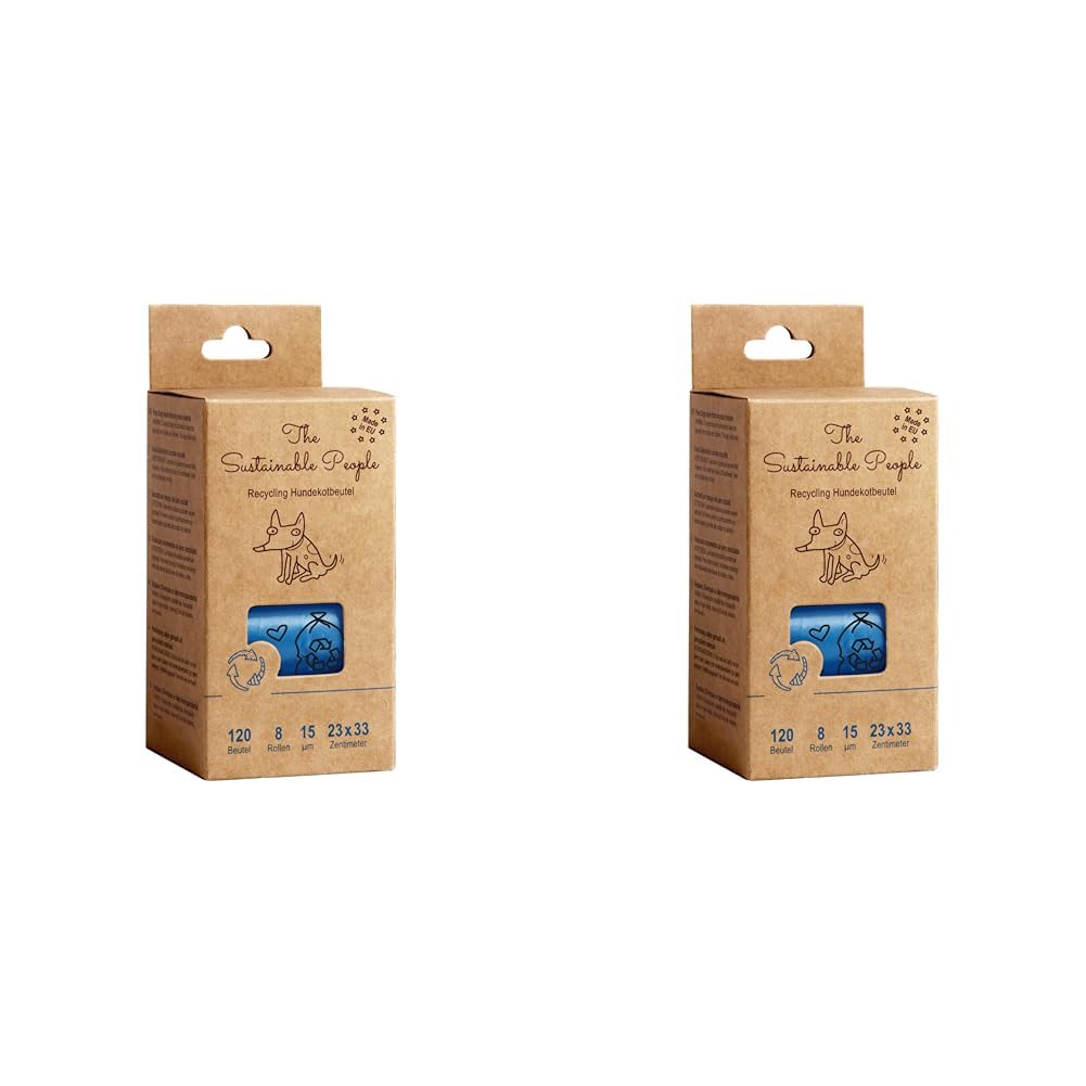 The Sustainable People TSP Recycling Dog Waste Bags - Resource-friendly Made from 97% Old Plastic - Large, Strong (15 µm), Safe and Moisture-Resistant (Pack of 2)