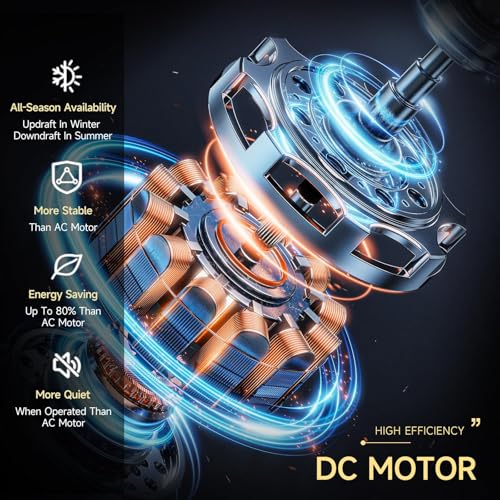 Roomratv Ventilador de techo inteligente de 52 pulgadas con luz regulable, silencioso, reversible, motor de CC, control remoto compatible con Alexa Google Home