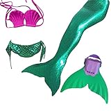 FunTrade Girls Sparkle Mermaid Tail with Mono Fin Swimmable Swimwear Four Pcs