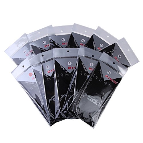 11 Pcs / Set of Mix 80cm 6-16 Sizes Premium Quality Durable Stainless Steel Circular Knitting Needles Crochet Knit Hook for Sweater Gloves Needlework DIY Ideas