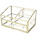 Antique Spacious Makeup Organizer Mirror Glass 4Layer Drawers Set/Brass Metal Cosmetic Vanity Storage/Jewelry Cube Countertop Dresser/Vintage Makeup Holder Nightstand for Perfume/Brushes/Skincare