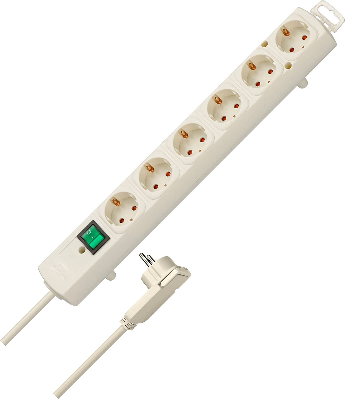 Brennenstuhl Comfort Line Power Strip with 6 Sockets for Mounting (2 m Cable, Illuminated Switch, Mountable, Flat Plug) White