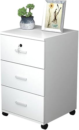 Amazon Com Yyh Simple Wooden Office File Cabinet Locker With Lock 3 Drawers Bedside Table Furniture Cabinet Home Color White Furniture Decor