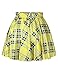 Womens Yellow Plaid Digital Print Stretchy Flared Pleated Casual Mini Skirt,OS