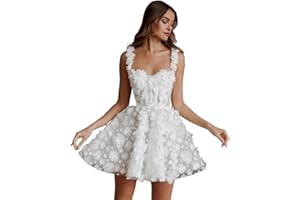 BOFDUFO Short Wedding Dresses for Bride 2025 Lace Applique 3D Flower Tulle Mini Boho Bridal Gowns for Wedding