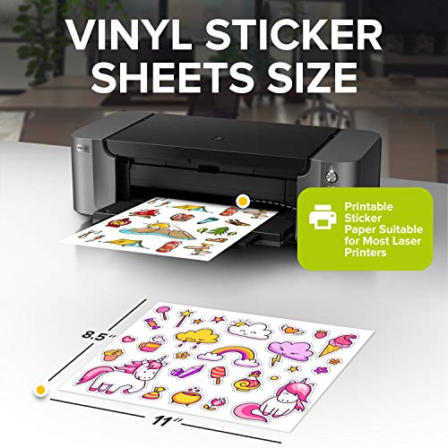 Premium Printable Vinyl Sticker Paper for Laser Printer 20 Waterproof