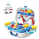 SainSmart Jr.. Kids Doctor Set 14 PCS, Pretend Medical Role Play with Portable Carry Case and Four Smooth Wheels