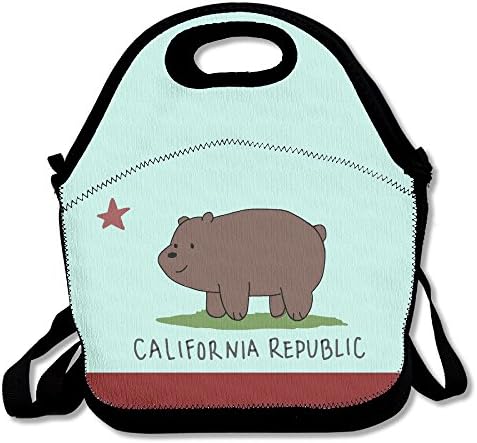 Black CALIFORNIA Flag Unisex Lunch Bag For Woman Man Kid
