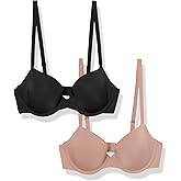 Amazon Essentials Women's Demi Cup Microfibre Bra with Adjustable Straps, Pack of 2