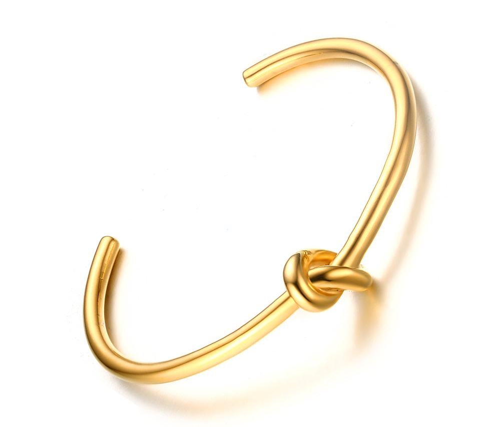 VNOX Women's Stainless Steel Open Cuff Love Knot Bangle Bracelet Gold for Wedding Engagement Gift