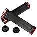 OUTERDO Bicycle Handlebar Grips Double Lock on Locking Aluminum Grips red