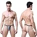 Chinatera Men's Sexy Leopard Lingerie T-Back G-String Thong Panties Open-ass(Grey)