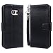 Arae Case for Samsung Galaxy PU Leather Wallet Case Cover (Black, S7 Edge)