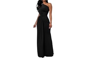 Memoriesea Women's Elegant Sleeveless One Shoulder Bodycon Evening Cocktail Maxi Dress