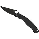 Spyderco Military 2 Folding Pocket Knife, PlainEdge | 9.51" Overall Length, 4" DLC-Coated CPM S30V Steel Blade, Black G-10 Handle, Compression Lock, Full-Flat Grind