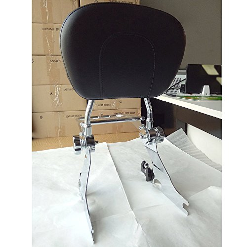 TJTECH Chrome Adjustable Detachable Passenger Backrest Sissy Bar Luggage Rack for Harley Davidson Sportster 883 & 1200 1994-2003 (chrome) - Thumbnail 3