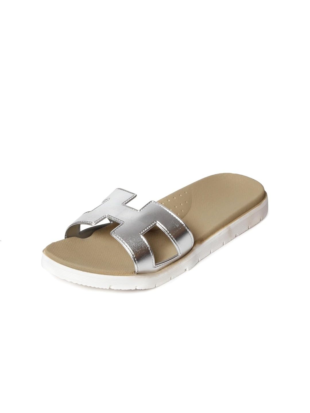 meriggiare women silver synthetic flats