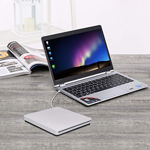 External CD DVD Drive, USB 3.0 Type-C Ultra-Slim Slot-in Portable CD DVD +/-RW Optical Drive with High Speed Compatible with PC Laptop Desktop MacBook Mac Windows 7/8.1/10 Linux OS Apple