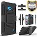 Lumia 640 Case, Microsoft Lumia 640 Circle(TM) Combo Rugged Shell Cover Holster with Built-in Kickstand and Holster Locking Belt Clip Black + Circle(TM) Stylus Touch Screen Pen