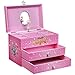 SONGMICS Large Ballerina Musical Jewelry Box, Unicorn for Little Girls, Music Storage Box with 2 Pullout Drawers UJMC007PK