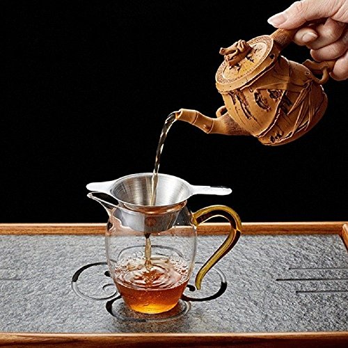 2pcs Different Size Stainless Steel Tea Coffee Strainer Fine Mesh Tea Funnel Leaf Filter with Double Handles, FDA Approved - Thumbnail 2