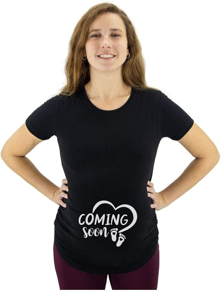 Pregnancy Shirt for Women Cute Baby Bump Coming Soon Graphic Tee