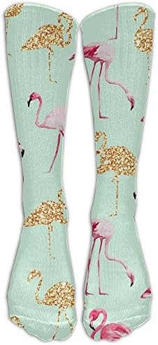Long Dress Socks Over-the-Calf Tube Compression Socks Gold Pink Flamingo Training Football Athletic Sports Socks