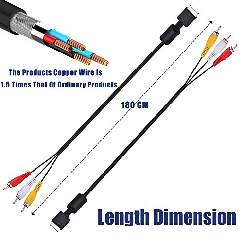 image for TPFOON 2Pcs Pack 6ft Composite AV to RCA Cable Cord for Sony Playstati