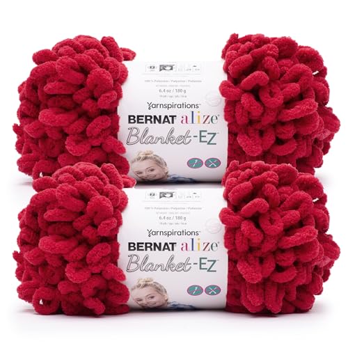 Bernat Alize Blanket Crimson Yarn - 2 Pack of 180g/6.4 oz - 100% Polyester - #7…