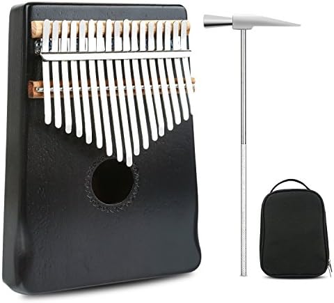 Meideal 17 Keys Kalimba Thumb Piano Professional Series Instrument Kits Finger Piano Mbira Likembe Sanza Musical Instrument Gift Mahogany Wood with Protable Portection Bag Black