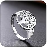 Cutesmile Fashion Jewelry 925 Sterling Silver Tree of Life Ring Jewelry Wedding Women Cute Size 6-9 (6)