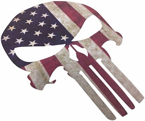 Grunge Style Punisher USA Flag Vinyl Car Sticker Decal | perfect for any Auto Vehicle, Truck, Motorcycle, RV, Scooter, or SUV.