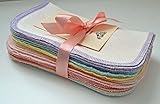 2 Ply Organic Birdseye Washable Baby Wipes - 20 Pack - Little Wipes (R) - GOTS Certified Birdseye Cotton, Pastel Assortment Color Edges