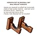 TESLYAR Baseball Softball Bat Rack Wood Felt Liner Wall Mount for Horizontal Display - Solid Ash Tree Hidden Screws Handmade Brown
