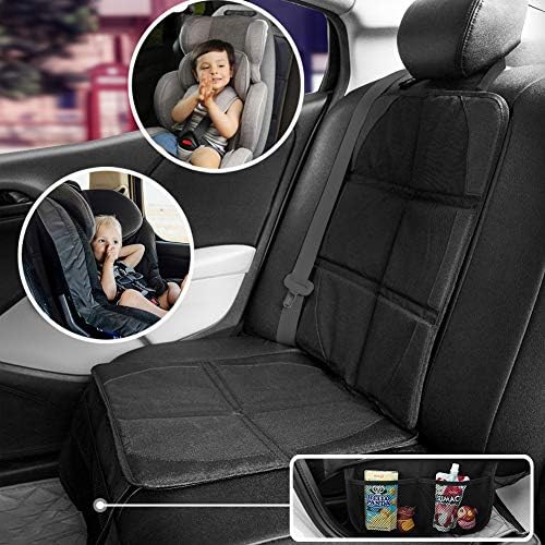 Car Seat Protector,Car Seat Cover Kick Mats,Waterproof Anti-Slip Protector with Storage Pockets Baby Child Pet Dirt Padd