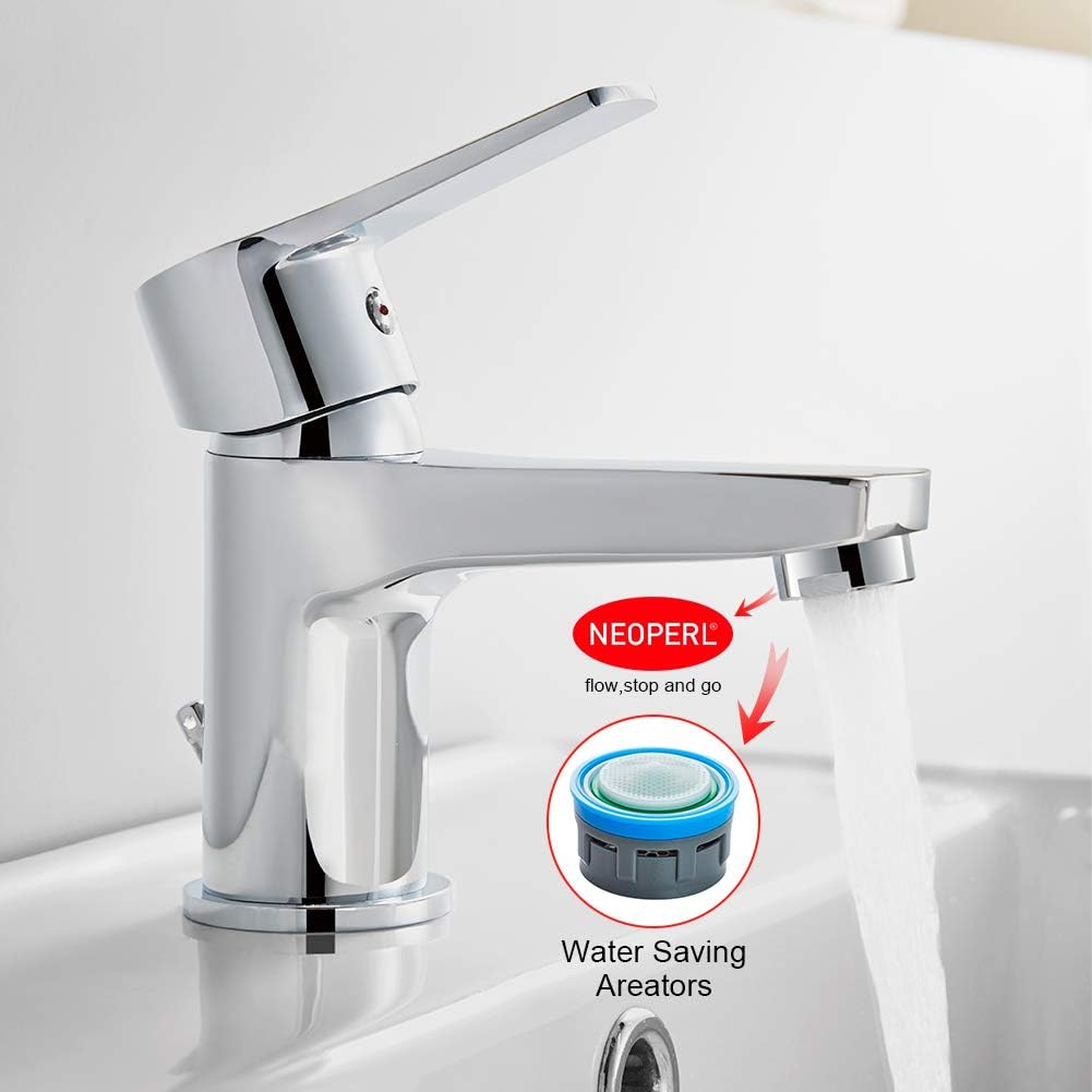 Ibergrif Bathroom Basin Taps, Sink Taps Mixers Chrome, Brass, Hot& Cold Single Handle Control, M11057, Silver, 7.0 cm*16.0 cm*12.0 cm - Image 5
