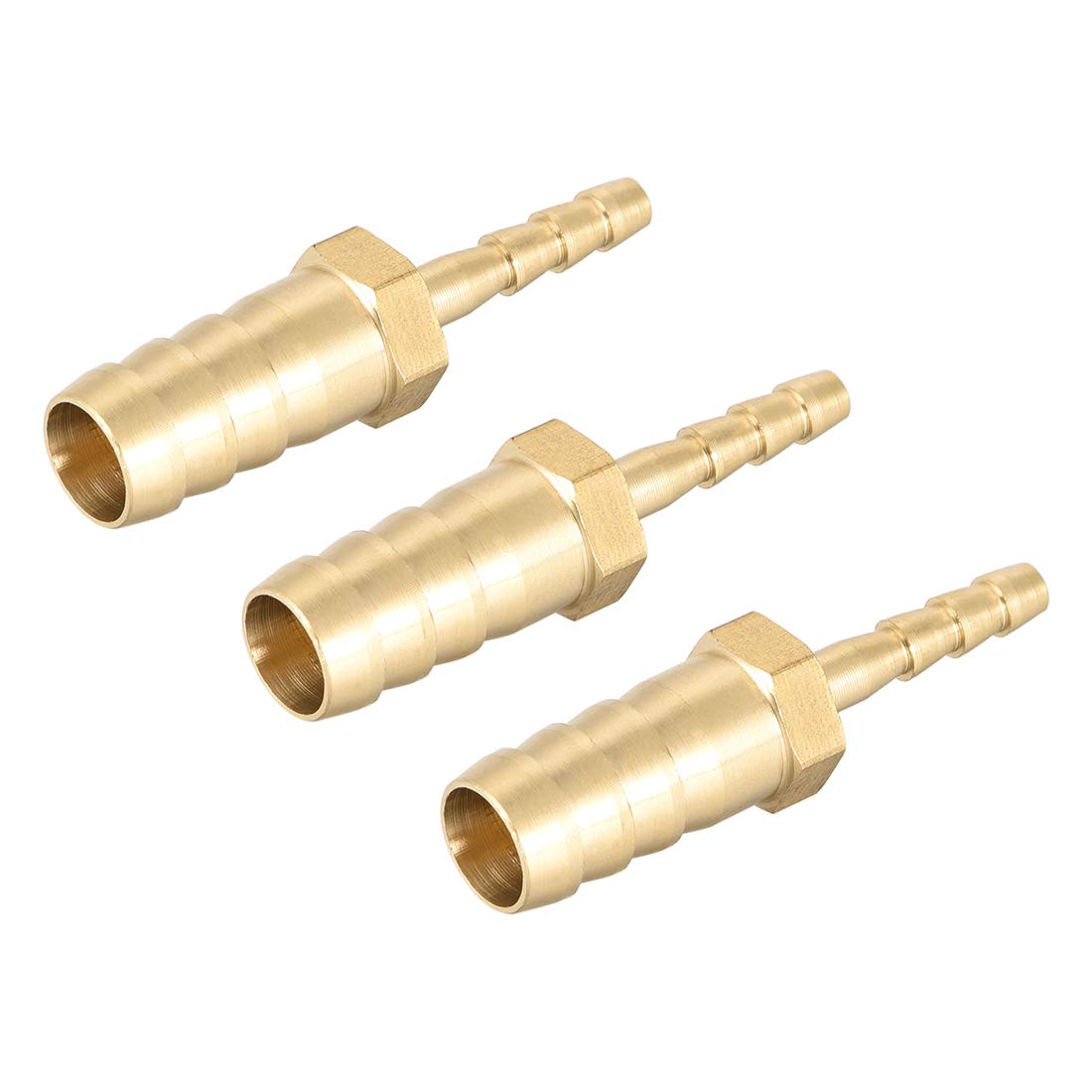 sourcing map Straight Brass Barb Fitting Reducer, Fit Hose ID 10mm to 4mm 3pcs