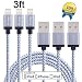 EverDigi 3 Pack 3FT iPhone Lightning Charging Cable Cord Nylon Braided 8pin to USB Charge and Sync Cable for iPhone SE/6/6s/6 plus/6s plus,5c/5s/5,iPad Air/Mini,iPod Nano/Touch, Compatible with Ios9